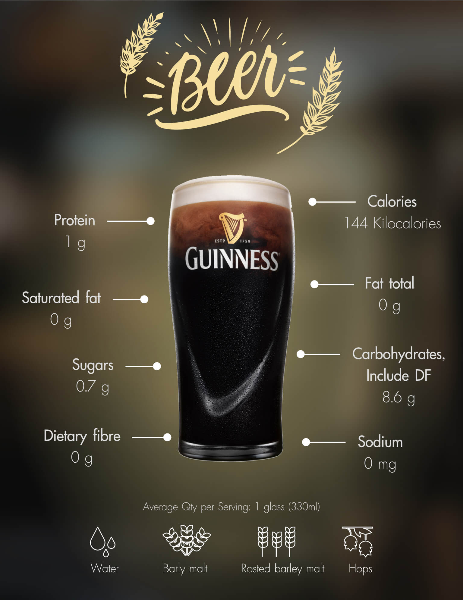 Guinness Premium Dark Beer Information